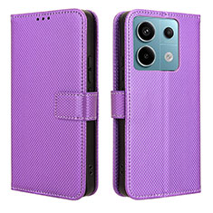 Leather Case Stands Flip Cover Holder BY1 for Xiaomi Redmi Note 13 Pro 5G Purple