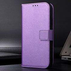 Leather Case Stands Flip Cover Holder BY1 for Xiaomi Redmi Note 9T 5G Purple