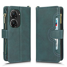 Leather Case Stands Flip Cover Holder BY2 for Asus ZenFone 10 Green