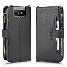 Leather Case Stands Flip Cover Holder BY2 for Asus Zenfone 7 Pro ZS671KS Black