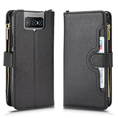 Leather Case Stands Flip Cover Holder BY2 for Asus Zenfone 7 ZS670KS Black