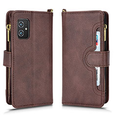 Leather Case Stands Flip Cover Holder BY2 for Asus Zenfone 8 ZS590KS Brown