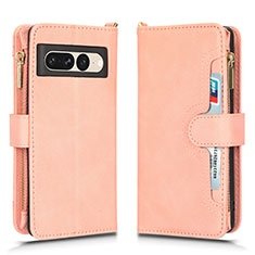 Leather Case Stands Flip Cover Holder BY2 for Google Pixel 7 Pro 5G Rose Gold