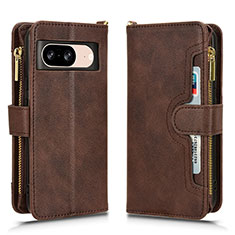 Leather Case Stands Flip Cover Holder BY2 for Google Pixel 8 5G Brown