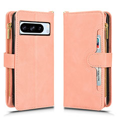 Leather Case Stands Flip Cover Holder BY2 for Google Pixel 8 Pro 5G Rose Gold