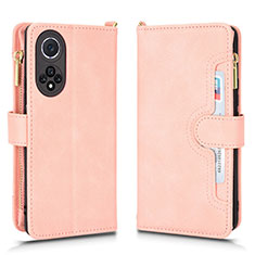 Leather Case Stands Flip Cover Holder BY2 for Huawei Honor 50 5G Rose Gold