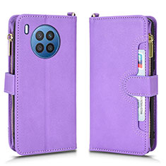 Leather Case Stands Flip Cover Holder BY2 for Huawei Honor 50 Lite Purple