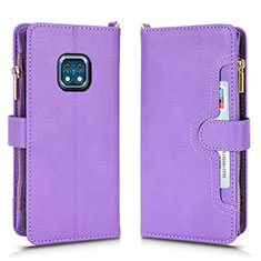 Leather Case Stands Flip Cover Holder BY2 for Nokia XR20 Purple