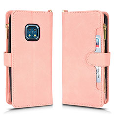 Leather Case Stands Flip Cover Holder BY2 for Nokia XR20 Rose Gold