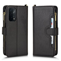 Leather Case Stands Flip Cover Holder BY2 for Oppo A74 5G Black