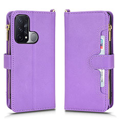 Leather Case Stands Flip Cover Holder BY2 for Oppo Reno5 A Purple