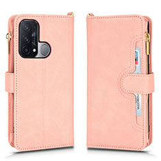 Leather Case Stands Flip Cover Holder BY2 for Oppo Reno5 A Rose Gold