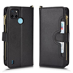 Leather Case Stands Flip Cover Holder BY2 for Realme C21Y Black