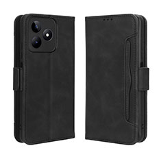 Leather Case Stands Flip Cover Holder BY2 for Realme C53 Black