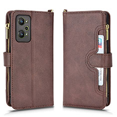 Leather Case Stands Flip Cover Holder BY2 for Realme GT Neo2 5G Brown