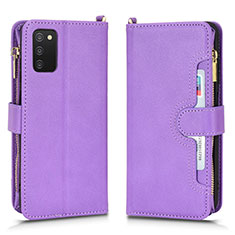 Leather Case Stands Flip Cover Holder BY2 for Samsung Galaxy A02s Purple