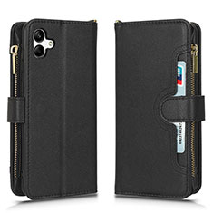 Leather Case Stands Flip Cover Holder BY2 for Samsung Galaxy A04 4G Black