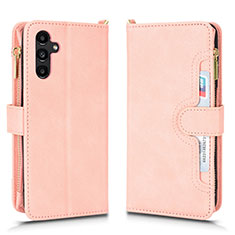 Leather Case Stands Flip Cover Holder BY2 for Samsung Galaxy A13 5G Rose Gold
