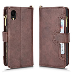 Leather Case Stands Flip Cover Holder BY2 for Samsung Galaxy A22 5G SC-56B Brown