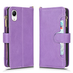 Leather Case Stands Flip Cover Holder BY2 for Samsung Galaxy A23e 5G Purple