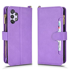 Leather Case Stands Flip Cover Holder BY2 for Samsung Galaxy A32 4G Purple