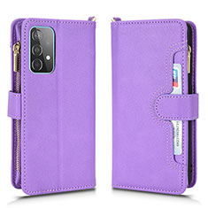 Leather Case Stands Flip Cover Holder BY2 for Samsung Galaxy A52s 5G Purple