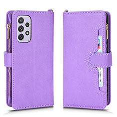 Leather Case Stands Flip Cover Holder BY2 for Samsung Galaxy A53 5G Purple