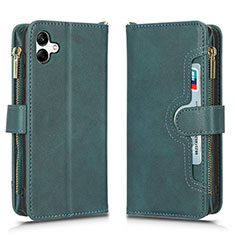 Leather Case Stands Flip Cover Holder BY2 for Samsung Galaxy F04 Green