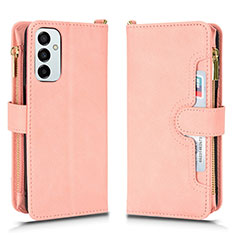 Leather Case Stands Flip Cover Holder BY2 for Samsung Galaxy F23 5G Rose Gold