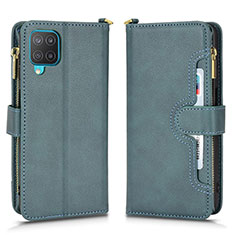Leather Case Stands Flip Cover Holder BY2 for Samsung Galaxy M12 Green