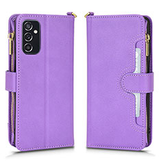 Leather Case Stands Flip Cover Holder BY2 for Samsung Galaxy M52 5G Purple