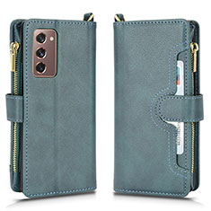 Leather Case Stands Flip Cover Holder BY2 for Samsung Galaxy Z Fold2 5G Green