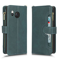 Leather Case Stands Flip Cover Holder BY2 for Sharp Aquos R8 Green