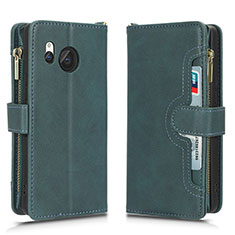 Leather Case Stands Flip Cover Holder BY2 for Sharp Aquos R8s Green