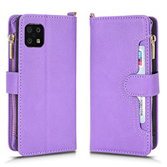 Leather Case Stands Flip Cover Holder BY2 for Sharp Aquos Sense6s Purple