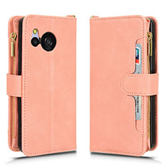 Leather Case Stands Flip Cover Holder BY2 for Sharp Aquos Sense8 Rose Gold