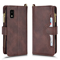 Leather Case Stands Flip Cover Holder BY2 for Sharp Aquos wish Brown