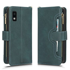 Leather Case Stands Flip Cover Holder BY2 for Sharp Aquos wish3 Green