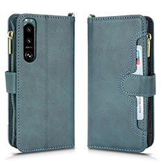 Leather Case Stands Flip Cover Holder BY2 for Sony Xperia 5 III SO-53B Green