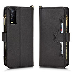 Leather Case Stands Flip Cover Holder BY2 for Vivo Y12G Black