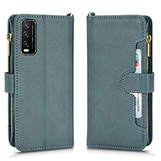 Leather Case Stands Flip Cover Holder BY2 for Vivo Y20a Green