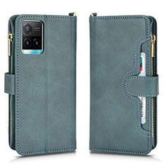 Leather Case Stands Flip Cover Holder BY2 for Vivo Y21a Green