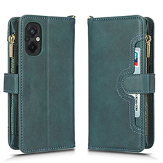 Leather Case Stands Flip Cover Holder BY2 for Xiaomi Poco M5 4G Green