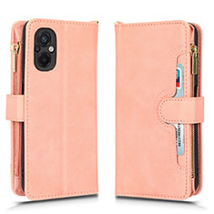 Leather Case Stands Flip Cover Holder BY2 for Xiaomi Poco M5 4G Rose Gold