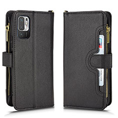 Leather Case Stands Flip Cover Holder BY2 for Xiaomi Redmi Note 10 JE 5G Black