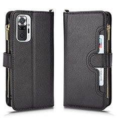 Leather Case Stands Flip Cover Holder BY2 for Xiaomi Redmi Note 10 Pro 4G Black