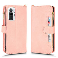 Leather Case Stands Flip Cover Holder BY2 for Xiaomi Redmi Note 10 Pro Max Rose Gold