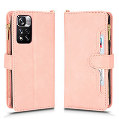 Leather Case Stands Flip Cover Holder BY2 for Xiaomi Redmi Note 11 Pro+ Plus 5G Rose Gold