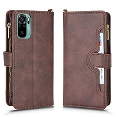 Leather Case Stands Flip Cover Holder BY2 for Xiaomi Redmi Note 11 SE India 4G Brown