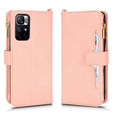 Leather Case Stands Flip Cover Holder BY2 for Xiaomi Redmi Note 11T 5G Rose Gold